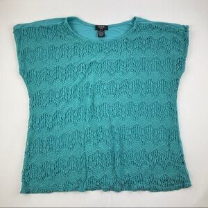 Verve Ami Tshirt Womens 3X Green Short Sleeve Crochet Lace